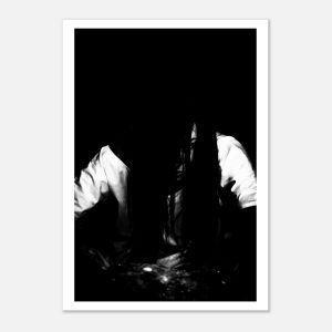 creepy female portrait with hair over her face