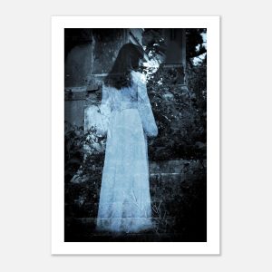 Ghostly Female Figure in White Dress. Horror art fine print.
